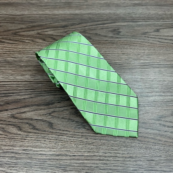 Nautica Other - Nautica Green w/ Navy & White Stripe Silk Tie